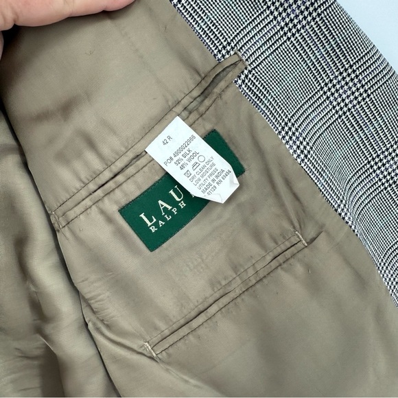 Lauren Ralph Lauren Men's black houndstooth silk Wool Sport Blazer Size 42 R - Picture 7 of 11